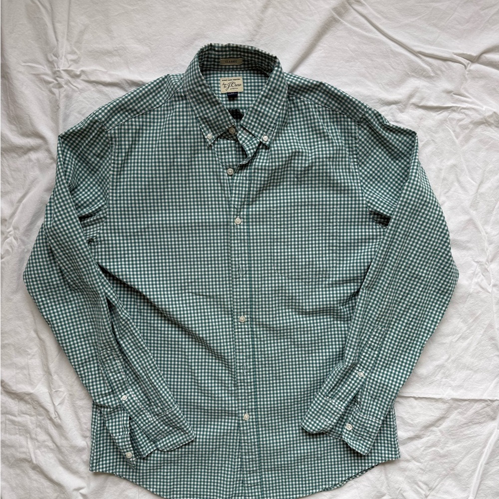J Crew Green Checkered Men's Shirt